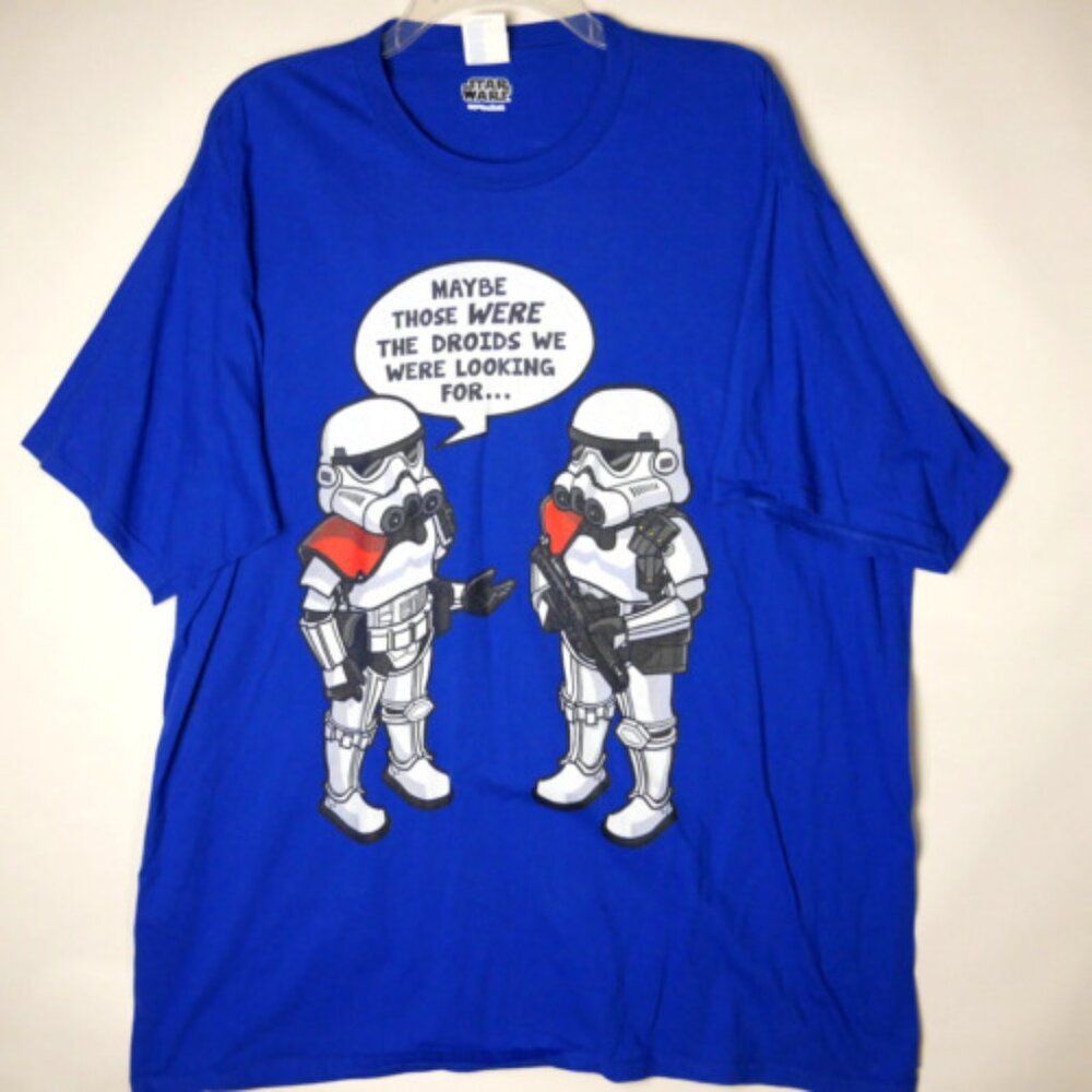 Star Wars Mens 2XL T-Shirt Droid Storm Troopers Droid Whoops Funny Blue